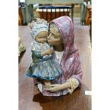 Lladro "Mother Kissing Child" gres porcelain finish, limited edition of 750, this being NO. 511,