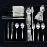 (lot of 54) Wallace sterling silver flatware service for 12 in the "Spanish Lace" pattern,