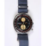 Seiko UFO stainless steel wristwatch Ref. 6138-0011 Dial: black, round, baton luminous hour markers,