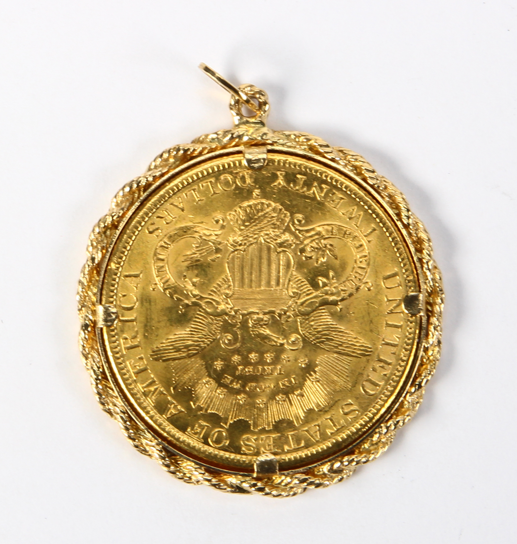 US gold Liberty coin, 14k yellow gold pendant The US, 1898S, $20, gold, Liberty coin, measures - Image 2 of 2