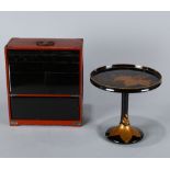 (lot of 2) Japanese vermilion/black lacquered sagebon comprising seven boxes, with a handle on the