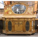 Louis XVI style mirrored back sideboard or commode desserte, the backsplash surmounted with a gilt
