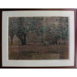 American School (20th century), Blossoming Orchard, pastel on paper, unsigned, overall (with frame):