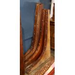 (lot of 4) Large wooden ship knees, having patinated metal hardware, largest: 70"h. Provenance: