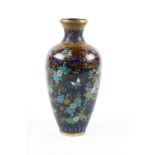 Japanese cloisonne vase, Meiji period, short neck above the ovoid body, decorated with butterflies