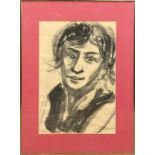 Ruth Schloss (Israeli/German, 1922-2013), Portrait of a Lady, inkwash, signed lower left, overall (