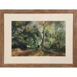 American School (20th century), Wooded Forest, watercolor, signed "M. Andrews" lower right,