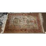 Chinese silk prayer rug, 5' x 3'5"