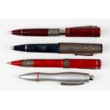 (lot of 4) Delta writing implement group, consisting of (3) limited edition resin ballpoint pens,