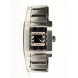 Mount Blanc stainless steel wristwatch Dial: rectangular, black and white, metallic polished