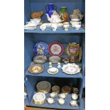 Three bins of decorative dishware including Lenox floral decorated china, Haviland plates,