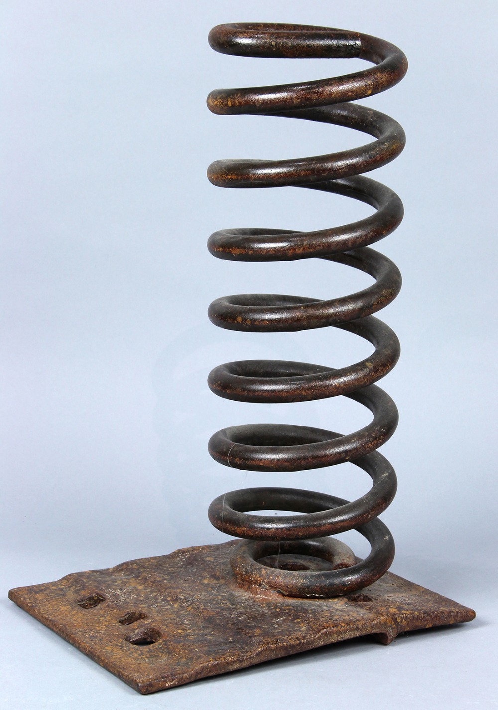 American School (20th/21st century), Loaded Spring, rod iron sculpture, unsigned, marked on base " - Image 3 of 6