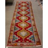 Antique Turkish runner, 12'10' x 3'6"