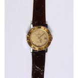 Lady's Omega two tone Constellation wristwatch Dial: round, gold tone, raised dot hour markers,