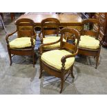 (Lot of 4) Yale R Bruce, New York custom armchairs, each having a carved back rail, with outswept