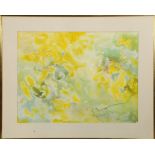 Abstract in Yellow, watercolor, unsigned, 20th century, overall (with frame): 26.75"h x 32.5"w