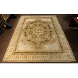 Indo-Aubusson style moderne sculpted carpet, 11'10 x 9'1.5"