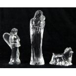 (lot of 3) Baccarat crystal sculpture group, consisting of (2) figural sculptures, one depicting a