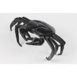 Japanese okimono of iron crab, standing on its eight legs with extended claws in front, approx. 4.