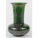 Shofu silver overlaid ceramic vase, executed in the Art Nouveau taste, having a green body with