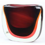 Italian Murano Vetreria Artistica for Oball cased glass sculptural vase, executed in auberge to