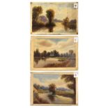 (lot of 3) American School (20th century), Landscape with a Marsh Scene, Landscape with a Mother and