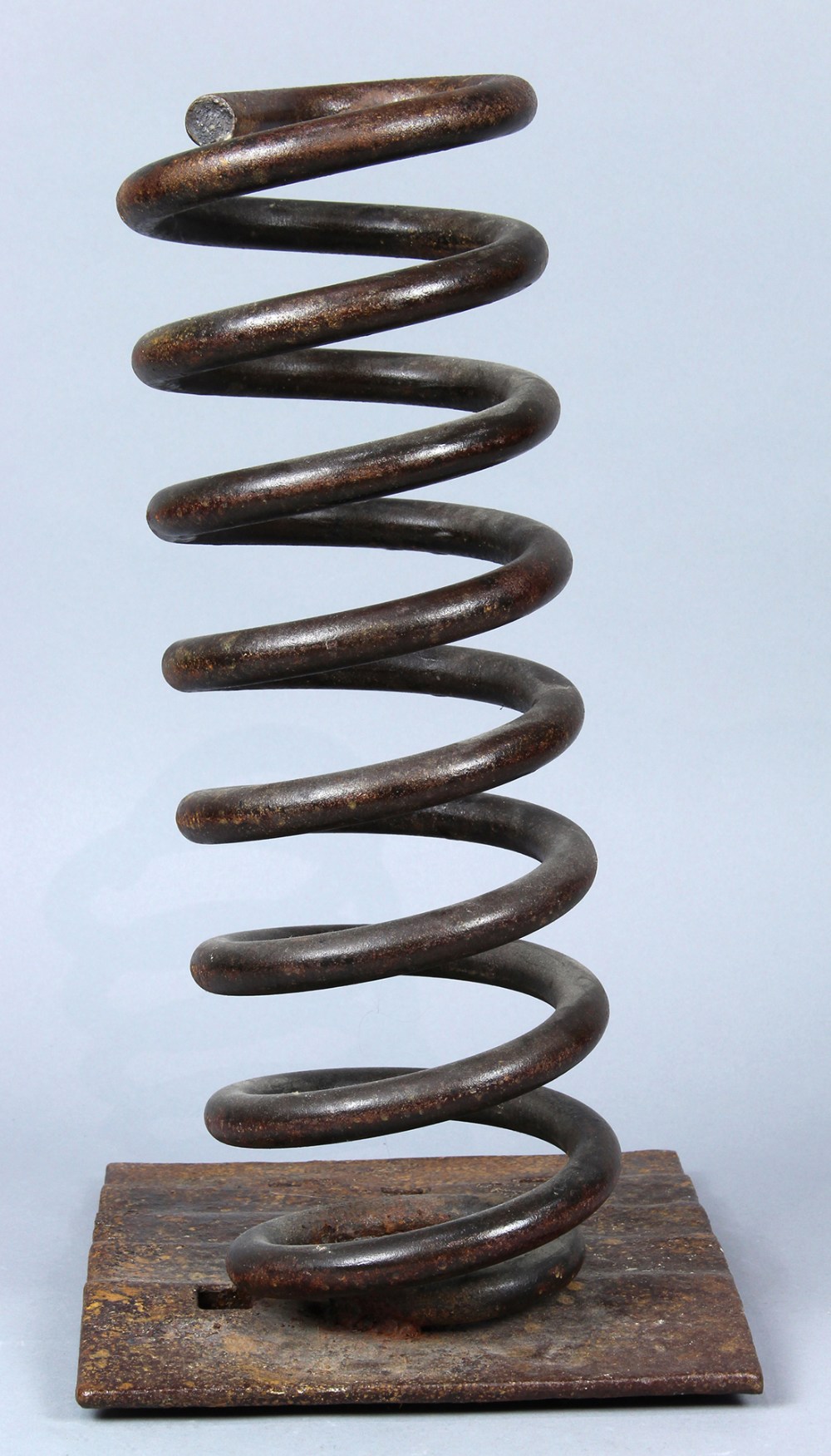 American School (20th/21st century), Loaded Spring, rod iron sculpture, unsigned, marked on base " - Image 4 of 6