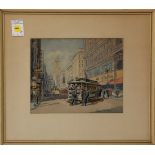 Frank Serratoni (American, 1908-1970), San Francisco Cable Car Scene, watercolor, signed lower