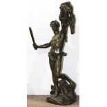 Alfred Desire Lanson (French, 1851-1898), "Jason and the Golden Fleece," bronze sculpture, signed