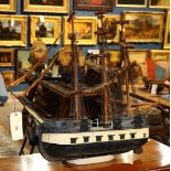 Model of a three masted fighting ship, 37"l. Provenance: Property from the Spenger's Fish Grotto