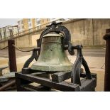 Large bronze bell on stand, the top reading FT. GARRATT SAN FRANCISCO, and affixed to a large