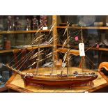 Model of the sailing ship "Parma", depicting a turn of the century four masted barque, 42"l.