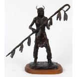 Bob Scriver (American, 1914-1999), "Horn Society Warrior," 1982, bronze sculpture, signed verso,