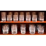 (lot of 24) Baccarat "Harmonie" barware group, consisting of (9) large tumblers 4.5"h, (6) small