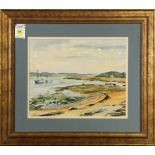 River Scene with Sailboats, watercolor, signed "Vera Curtis" lower right, 20th century, overal (with