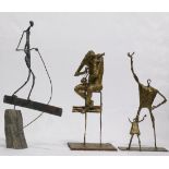 (lot of 4) Ted Judge (American, 20th century), Figures, welded sculptures, one with monogram on