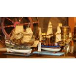 (lot of 2) Fine boat model group, consisting of a Spanish Galleon, 22"l; together with the Dutch