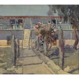 Mary Deneale Morgan (American, 1868-1948), Old Adobe in Monterey, watercolor, signed lower left,