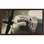 (lot of 3) Assorted prints of photos of pin-ups on bomber jets, overall (framed/largest): 11"h x