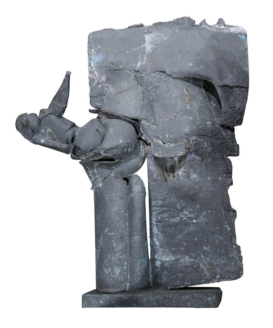 Tio Giambruni (American, 1925-1971), "Close Call," 1964, metal sculpture, dimensions: 76.5"h x 64"