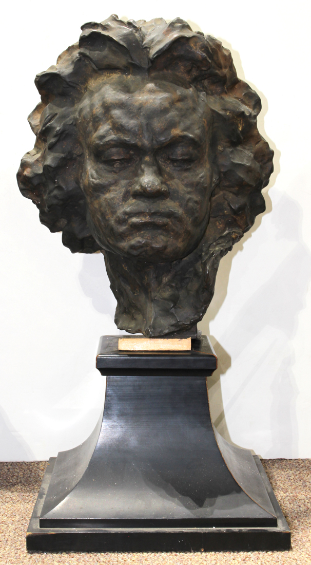 Jules Jouant (French, 1992-1921), "Masque de Beethoven," bronze sculpture, signed lower right,