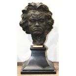 Jules Jouant (French, 1992-1921), "Masque de Beethoven," bronze sculpture, signed lower right,