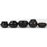 (lot of 5) Santa Clara San Ildefonso blackware pottery group, consisting of (6) bowls, two with