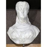 Attributed to Giovanni Ciniselli (Italian, 1832-1883), Veiled Virgin, marble bust, bear signature "