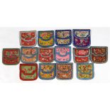 (lot of 14) Chinese embroidered silk wallets, each of rectangular form with a central opening