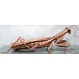 Ken Kalman (American, b. 1955), Preying Mantis, copper sheet sculpture, signed on end of left