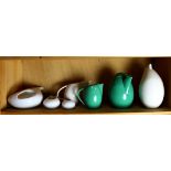 (lot of 4) Associated Continental Mid Century Modern style porcelain and ceramic vessels, consisting