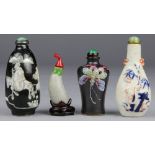 (lot of 4) Chinese porcelain snuff bottles, 19th/ 20th century: the first of meiping form with a