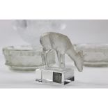 (lot of 4) French crystal group, consisting of a Lalique France deer figure 3.5"h, together with a