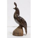 American School (20th Century), California Quail, rosewood sculpture, unsigned, overall: 12"h x 4.